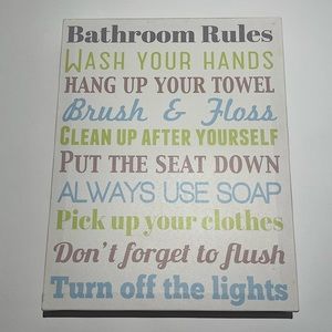 Bathroom Rules Wall Art in Multicolor
